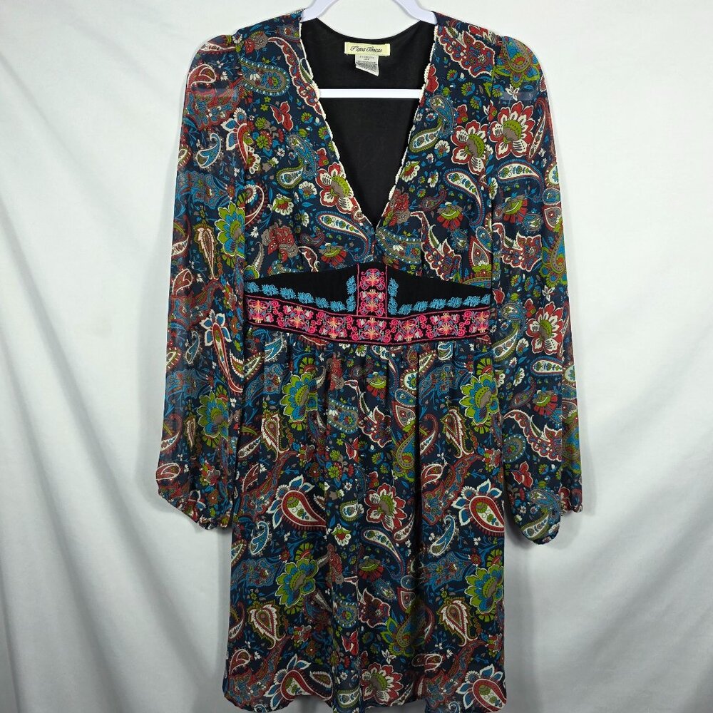 Flying Tomato Boho Dress Women's Size Small Multicolor Paisley Mixed Print